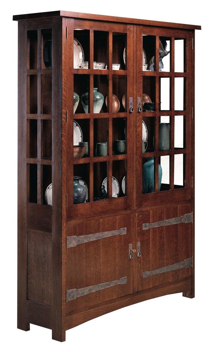Stickley Oak Mission Classics China Cabinet with Paned Glass Doors
